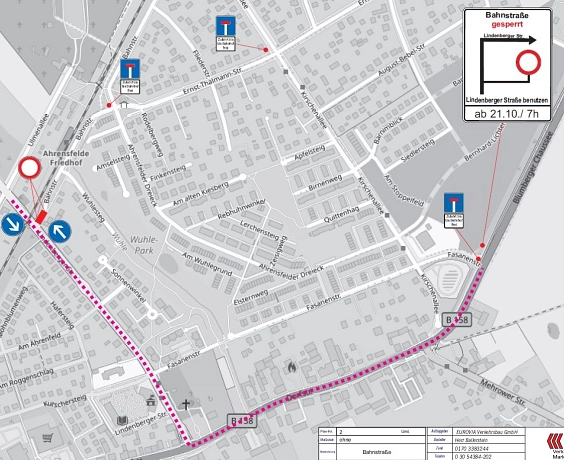 Umleitungsplan Baumaßnahme Bahnübergang © Gemeinde Ahrensfelde